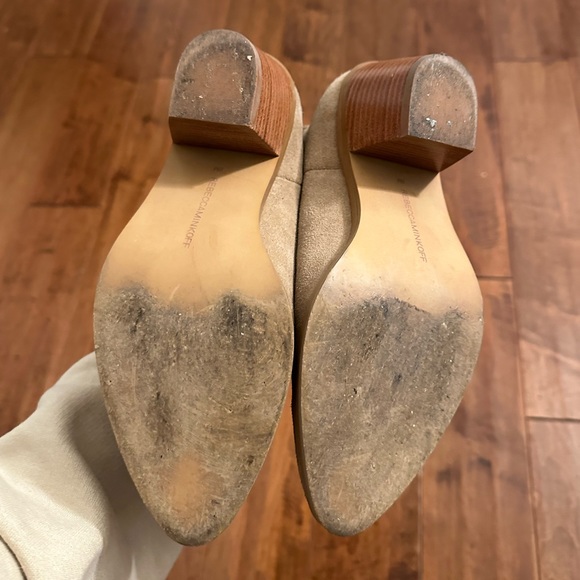 Rebecca Minkoff Lana Studded Split Shaft Beige Suede Block Heel Ankle Boots Sz 6 - Picture 11 of 13